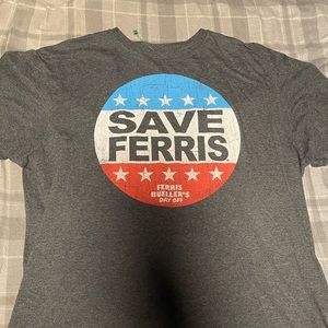 Vintage T Shirt SAVE FERRIS Ferris Bueller's Day Off Gray T Shirt Size L